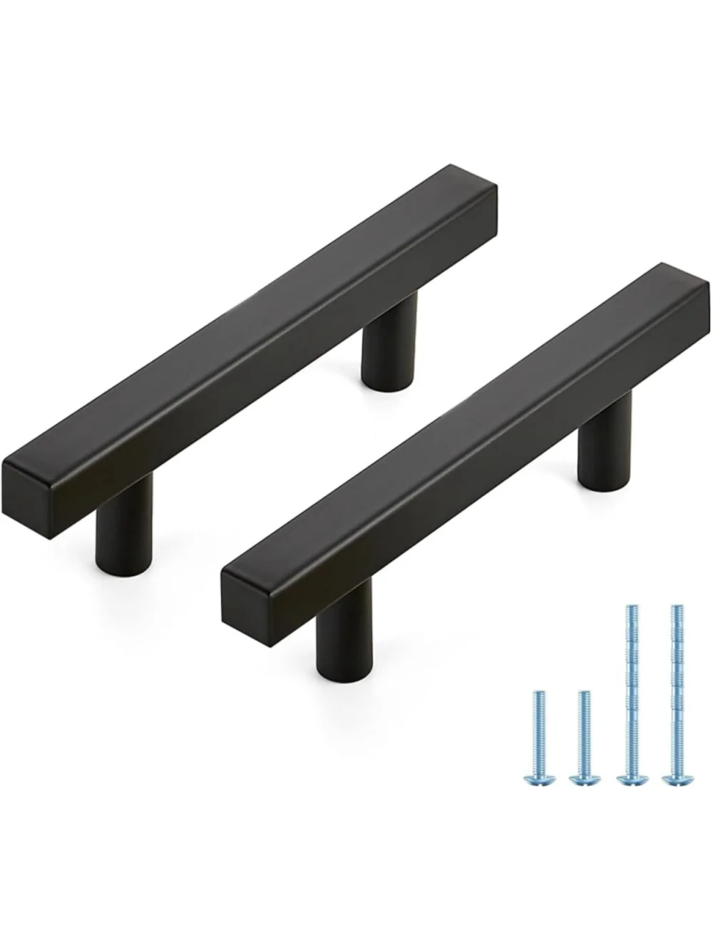 Matte Black Pulls Cabinet Square Handles 3 Inch - 5 Inch Overall Length,